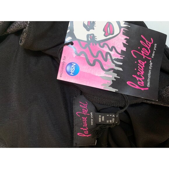 Patricia Field Black Shimmer Dress Size 4 V-Neck Sleeveless Back Zip Polyester B - Picture 5 of 6